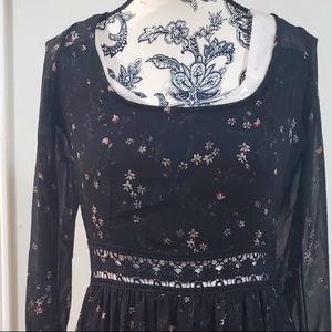 Chiffon with crochet lace detail mini dress